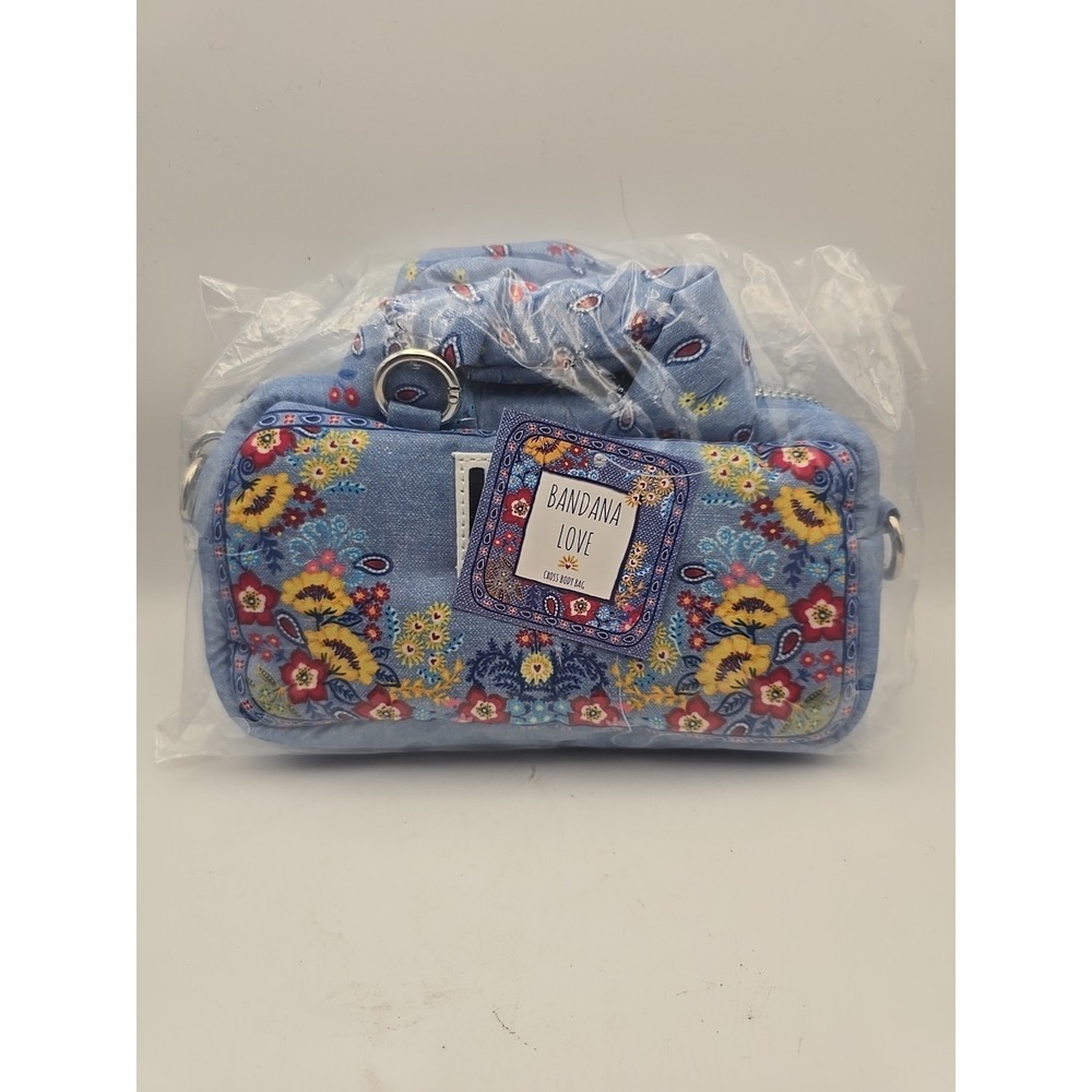 Brighton Bandana Love Crossbody Bag Blue Floral Multi NEW IN BAG‎ W/TAGS